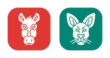 Donkey and Kangaroo Icon vector