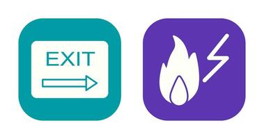 exit and electricity fire Icon vector