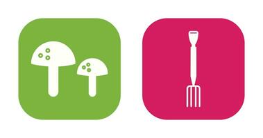 Mushrooms and Gardening Fork Icon vector