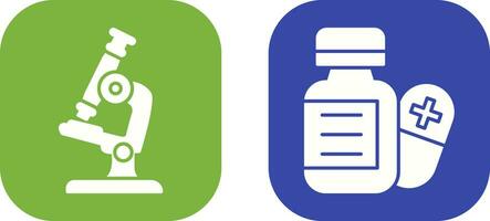 Microscope and Pill Icon vector