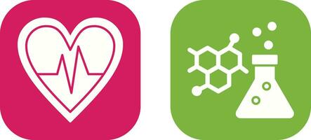 Cardiogram and Chemistry Icon vector