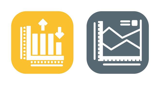 Spline Chart and Bar Graph Icon vector