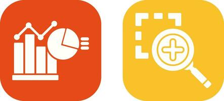 Bar Chat and Zoom In Icon vector