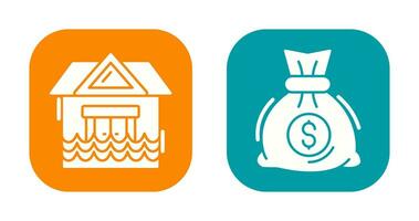 Natural Disaster and Money Bag Icon vector