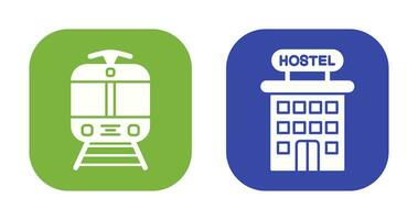 Tram and Hostel Icon vector