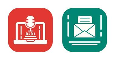 Voice Recorder and Email Icon vector