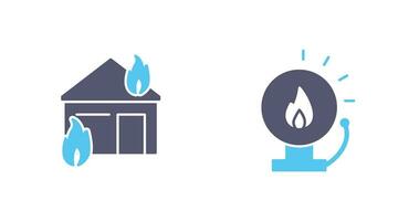 fire consuming house and fire alert  Icon vector