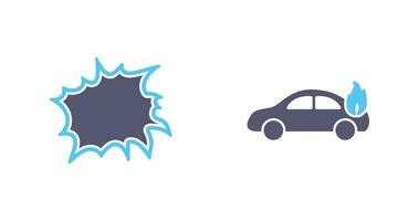 explosion and car on fire  Icon vector