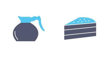 cake slice and coffee pot  Icon vector