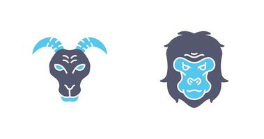 cabra y gorila icono vector