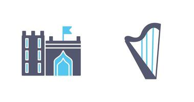 Castle with Flag and Harp Icon vector