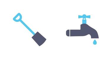 Hand Shovel and Water Tap Icon vector