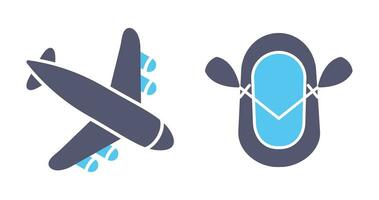 Landing Airplane and Dinghy Icon vector