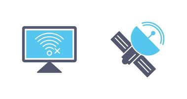 Disconnected Network and Satellite Icon vector