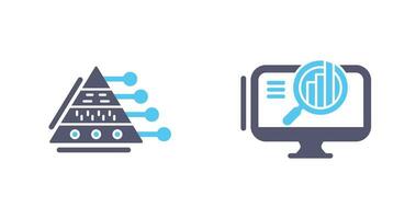 Pyramid Graph and Search Icon vector