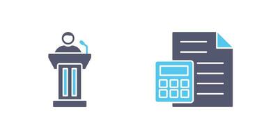 Podium and CalculatorSnack and Money Icon vector