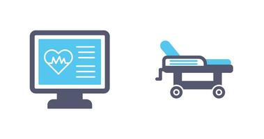 Cardiogram and Hospital Bed Icon vector