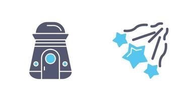 space capsule And falling stars Icon vector