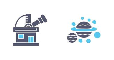 observatorio y planetas icono vector