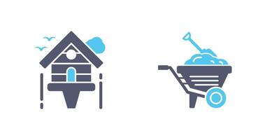 Diging and Birdhouse Icon vector