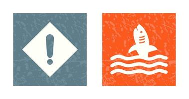 caution sign and dangerous shark  Icon vector