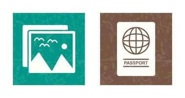 imágenes y pasaporte icono vector