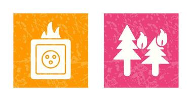 fire in forest and fire in socket Icon vector