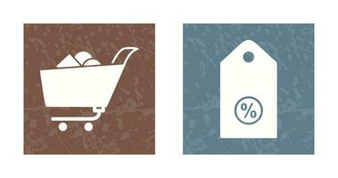 shopping cart and discount tag Icon vector