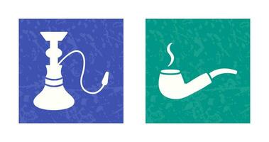 hookah and lit smoking pipe  Icon vector