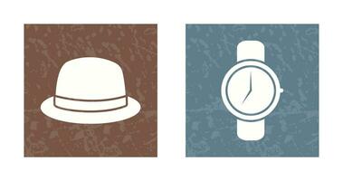 sombrero y reloj icono vector