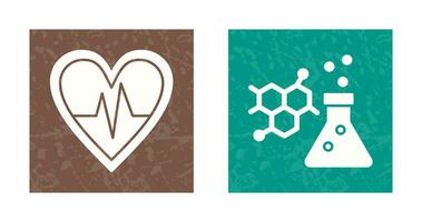 cardiograma y química icono vector