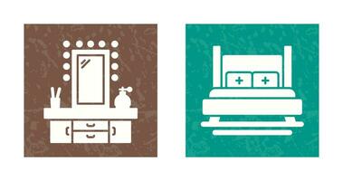 Dressing Table and Bed Icon vector