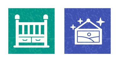 Baby Crib and Picture Icon vector