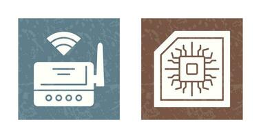 Wifi enrutador y chip icono vector