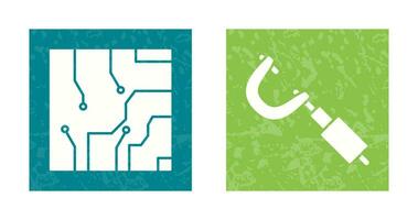 Electrical circuit and Micrometer Icon vector