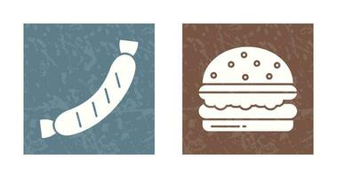 salchicha y hamburguesa icono vector