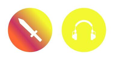 auriculares y espada icono vector