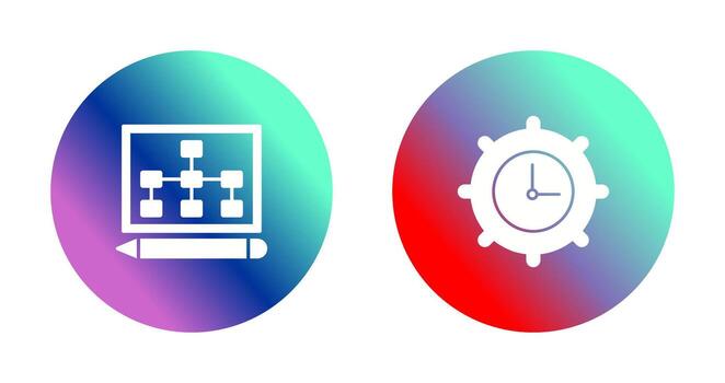 dibujar jerarquía y hora ajuste icono vector