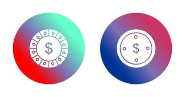 dollar chip and dolllar coin Icon vector