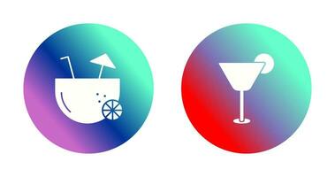 coconut drink and cocktail drink  Icon vector