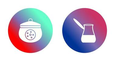 cookie jar and cezve Icon vector