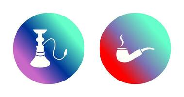 hookah and lit smoking pipe  Icon vector