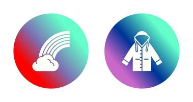 arco iris y impermeable icono vector