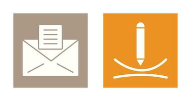 email documents and draw curve Icon vector