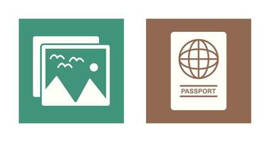 imágenes y pasaporte icono vector