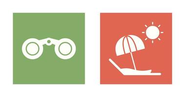 Binoculars and beach Icon vector