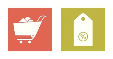 shopping cart and discount tag Icon vector