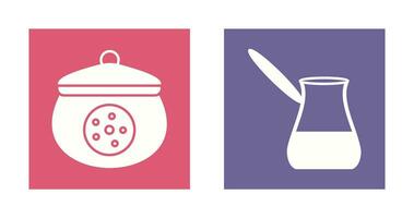 cookie jar and cezve Icon vector