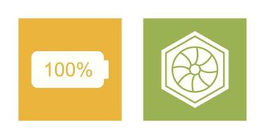 full battery and hexagonal diaphram Icon vector