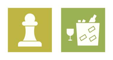 pawn and wine bottle in ice  Icon vector